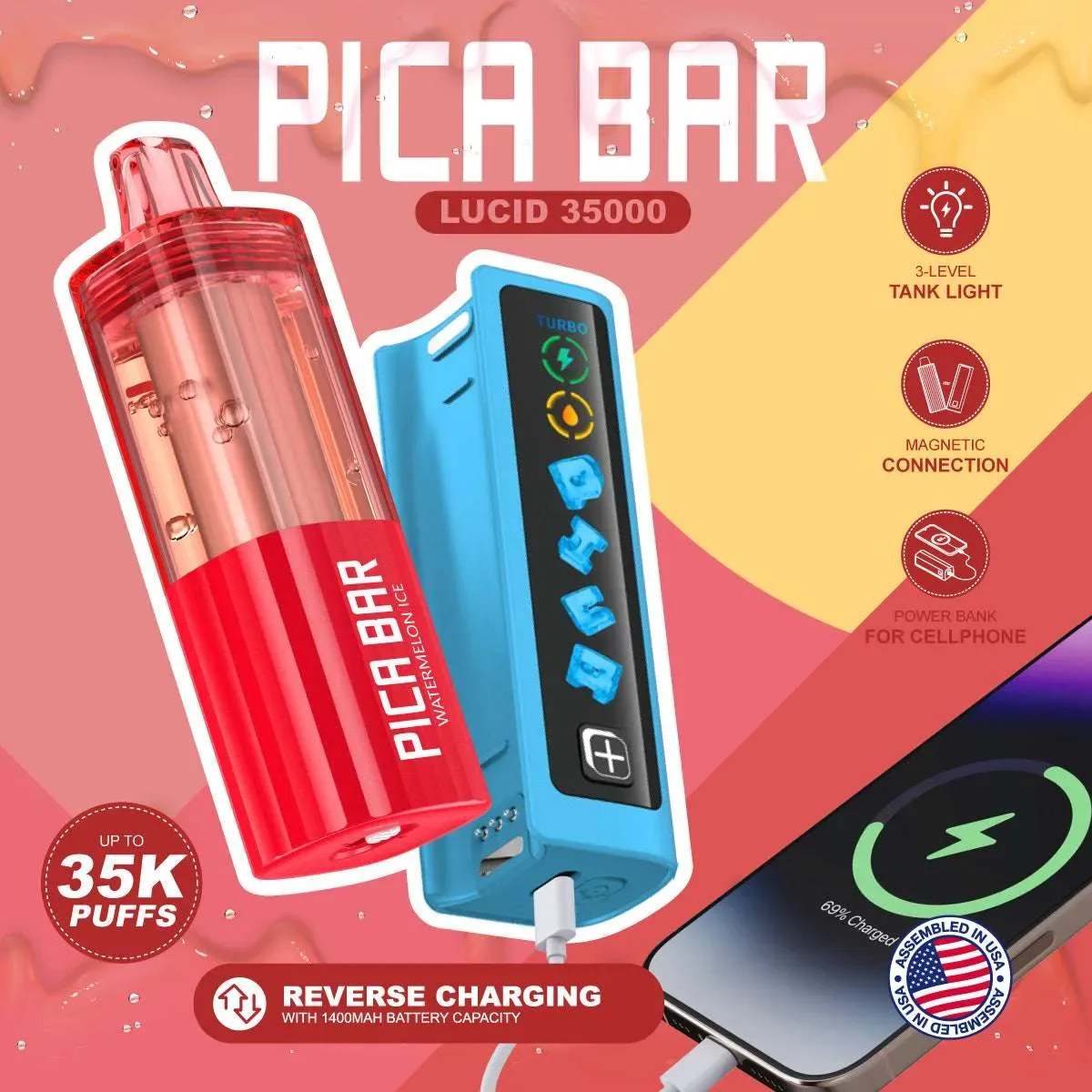 Assembled in USA | PICA BAR Lucid 35K Disposable KIT – 35,000 Puff