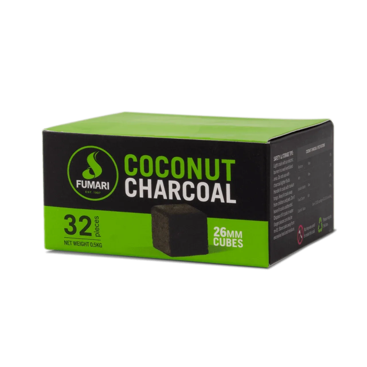 FUMARI 26MM COCONUT HOOKAH CHARCOAL - 32 PIECES