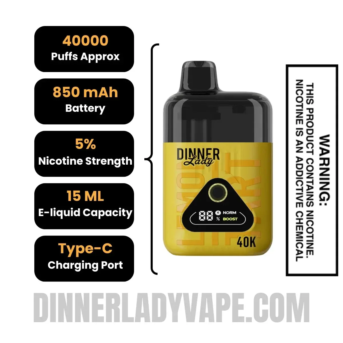 Lemon Tart Dinner Lady Desserts 40K Disposable Vape - Image 2