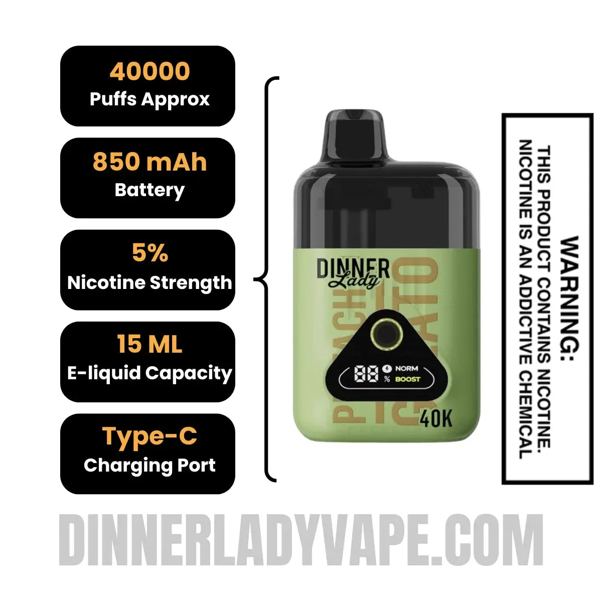 Pistachio Gelato Dinner Lady Desserts 40K Disposable Vape - Image 2