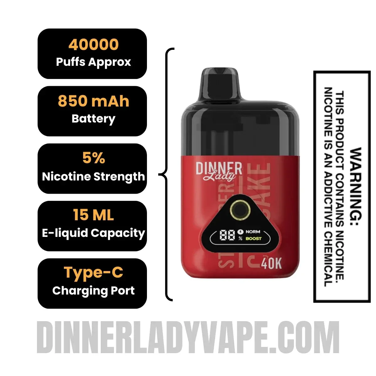 Strawberry Cupcake Dinner Lady Desserts 40K Disposable Vape - Image 2